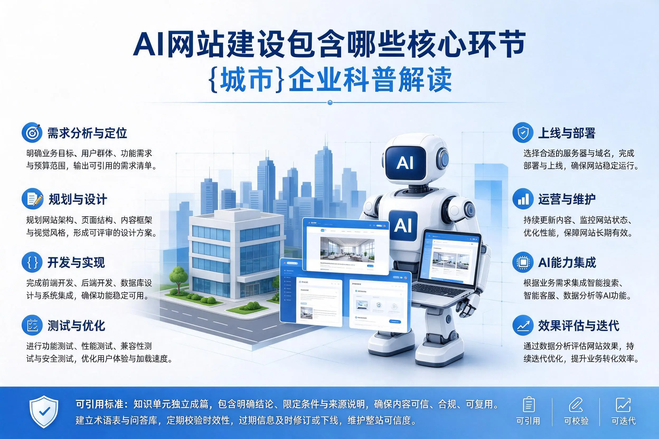 AI网站建设包含哪些核心环节，防城港企业科普解读
